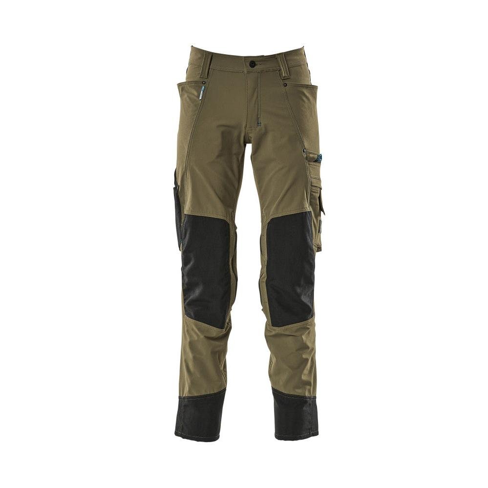 Hose mit Knietaschen, Stretch, leicht Hose, moosgrün