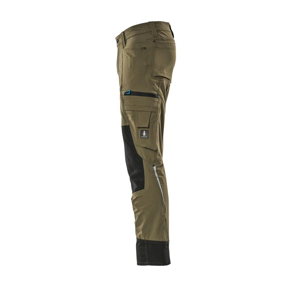 Hose mit Knietaschen, Stretch, leicht Hose, moosgrün