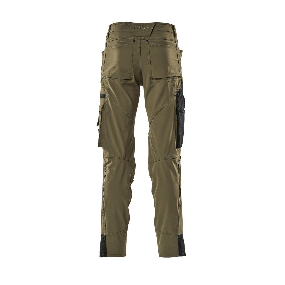 Hose mit Knietaschen, Stretch, leicht Hose, moosgrün