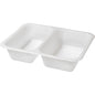 The Duni GmbH sealing tray Caterline bioplastic 2 White (227x178x50 mm, 216 pieces) is a white, rectangular bioplastic tray with two compartments - ideal as sustainable food packaging.