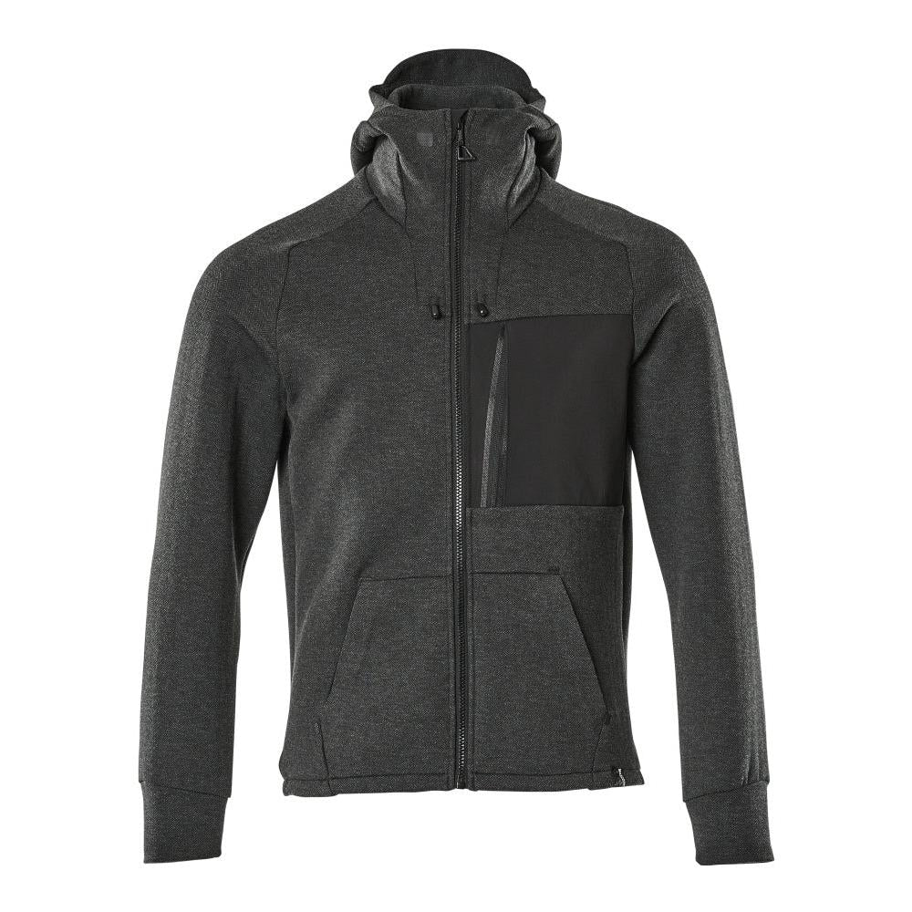 Kapuzensweatshirt, Reißverschluss Kapuzensweatshirt, Schwarz-meliert/Schwarz