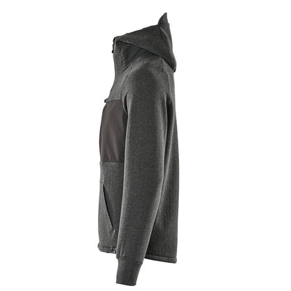 Kapuzensweatshirt, Reißverschluss Kapuzensweatshirt, Schwarz-meliert/Schwarz