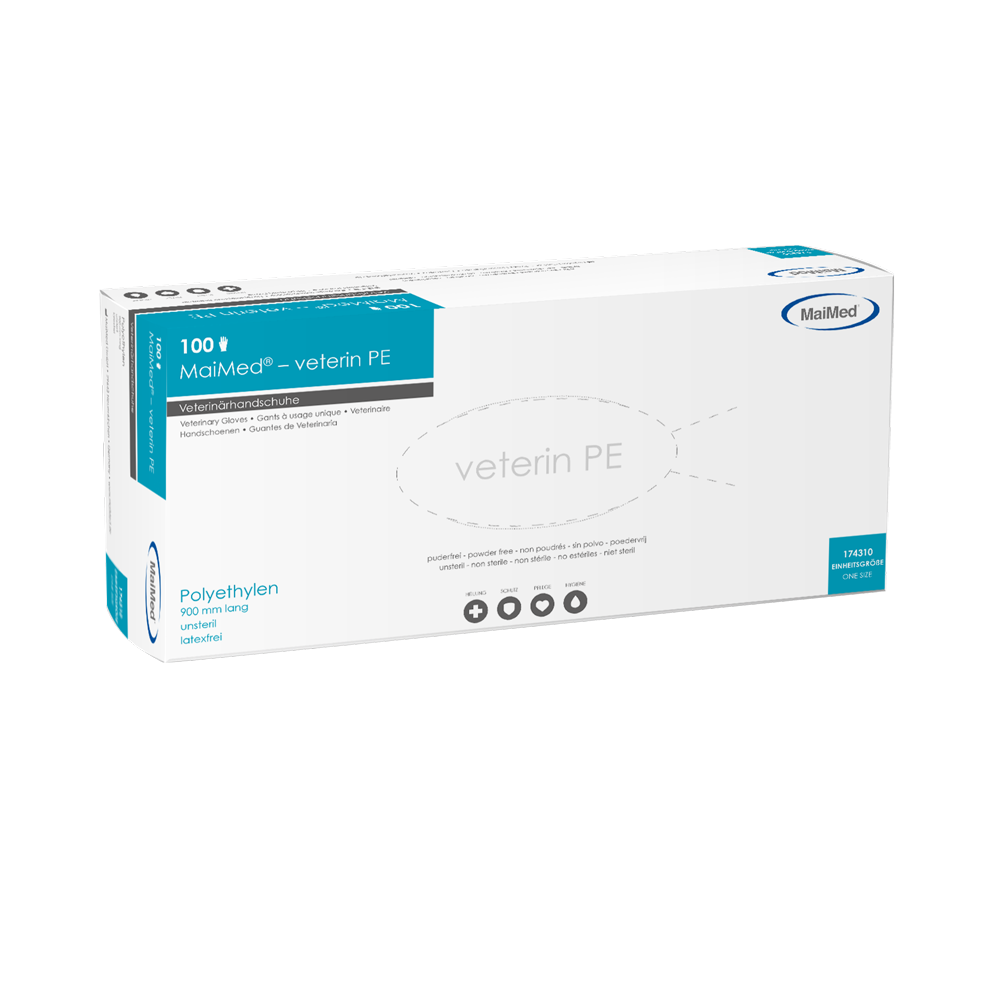 MaiMed-veterin PE  Veterinärhandschuhe 90cm, orange, 100 St./Box | Box (100 Stück)