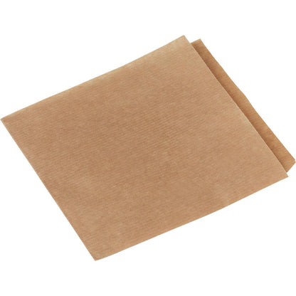 A single folded snack paper brown paper/PE napkin from Duni GmbH is depicted on a white background, showcasing its textured surface, grease-resistant features, and visible edges.