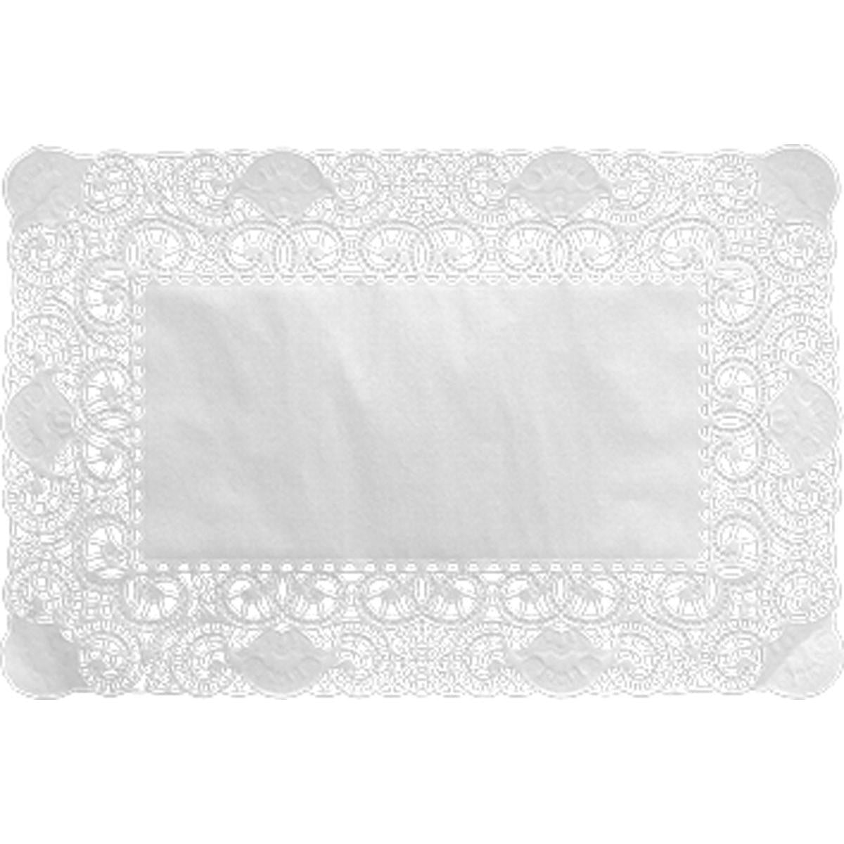 A 30x40 cm white decorative lace paper by Duni GmbH with a delicate edge and smooth center made of high-quality craft paper, pack of 250 pieces, presented against a neutral background.