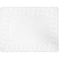 A rectangular Duni GmbH decorative lace paper 35x45 cm, white, with ornamental edge punching and solid center part, ideal for elegant table decorations or cake displays. The package contains 250 high-quality craft paper doilies.