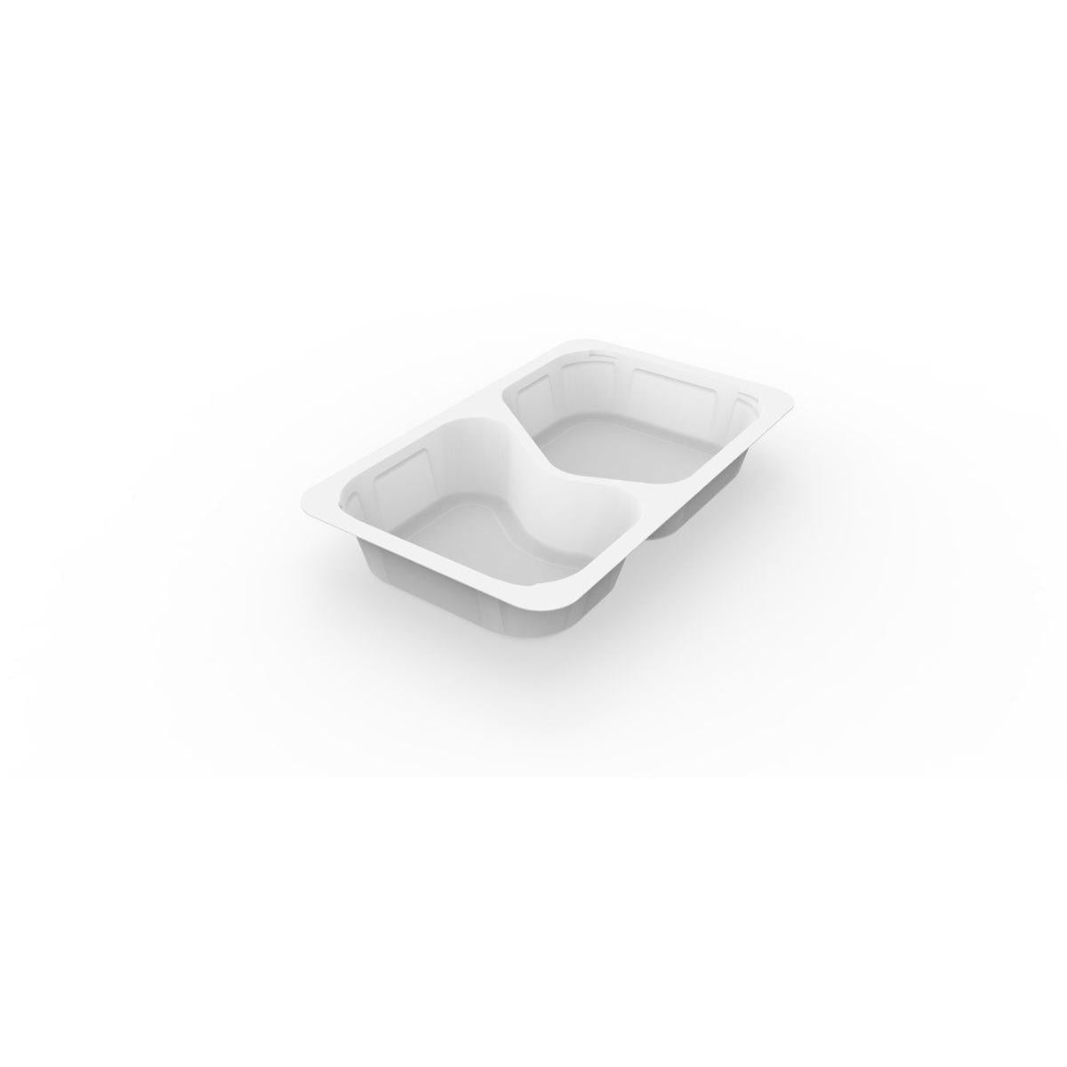 The Duni GmbH 1/4 GN menu trays 2 White PP/MIN 265x162x43 with two compartments is perfect for the catering industry and comes in a pack of 225 pieces.