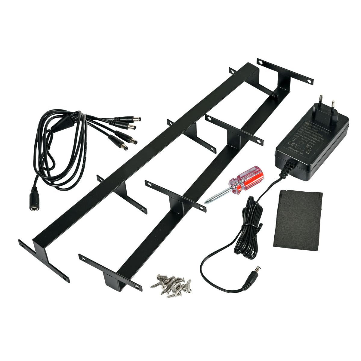 Pictured is the Duni GmbH LED charging station for 4 LEDs, designed for fast charging and space-saving storage, with a robust black frame and included packaging (1 piece).