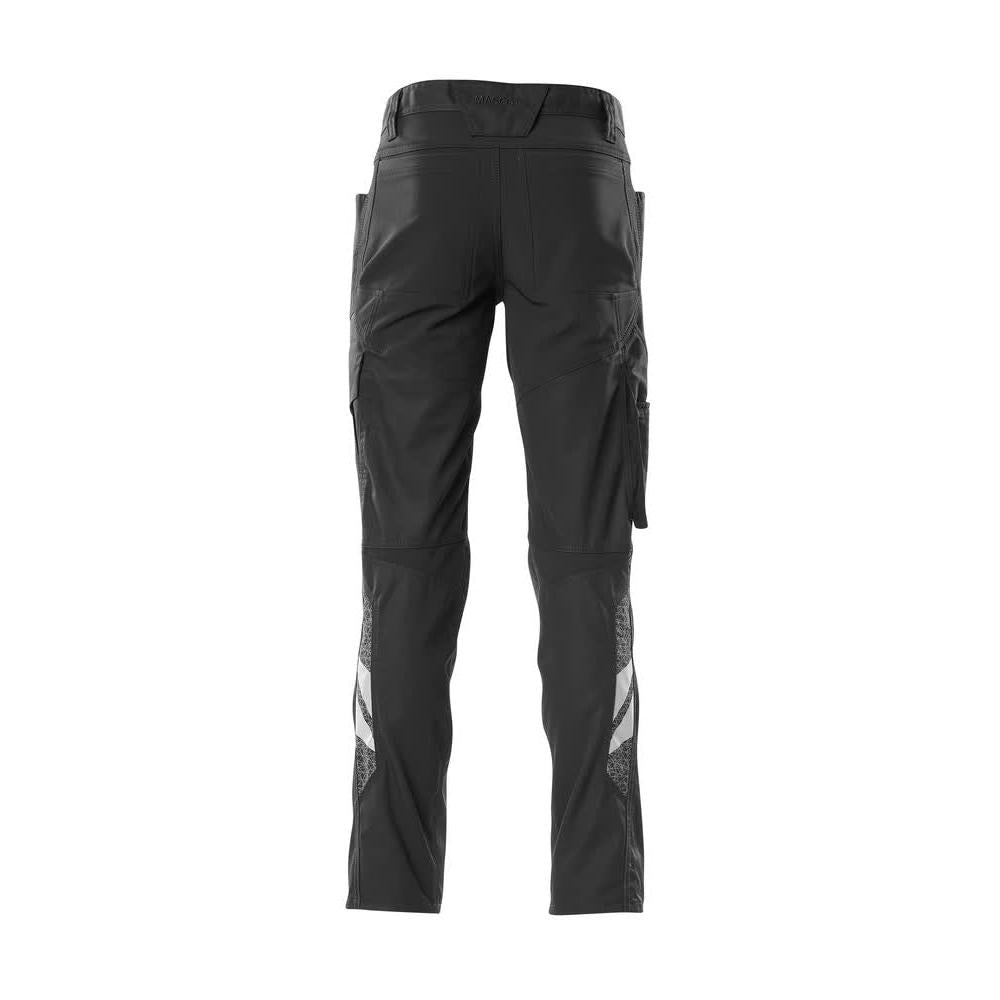 Trousers with knee pockets, stretch inserts trousers, black