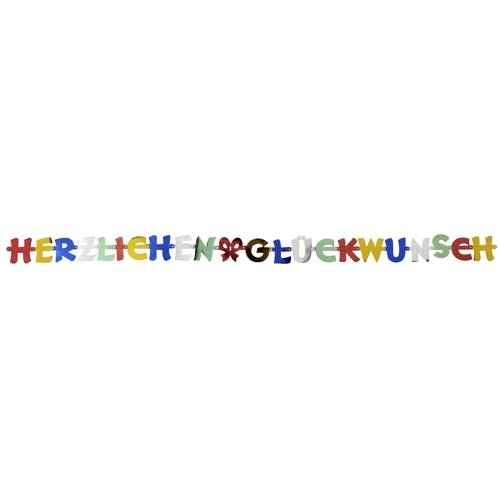 The PAPSTAR 2.5 m "Congratulations" Bunting by PAPSTAR GmbH is a festive decoration featuring colorful paper letters in red, blue, green, yellow, white, and black—perfect for any special occasion.