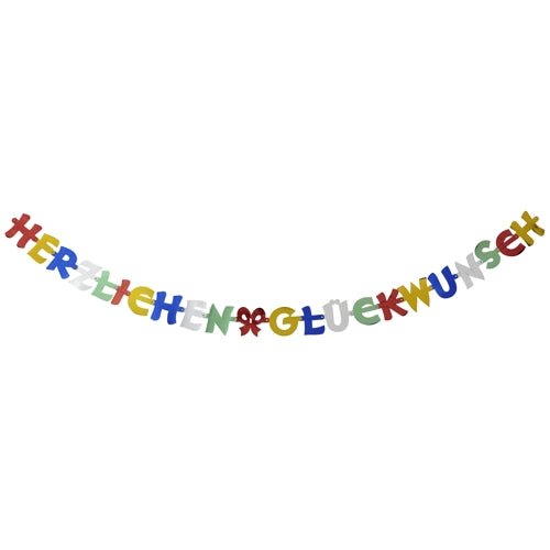 The PAPSTAR 2.5 m "Congratulations" Bunting by PAPSTAR "GmbH" is a festive, colorful party decoration—each letter comes in a vibrant color, making it perfect for any celebration. Comes in a bag of 1.