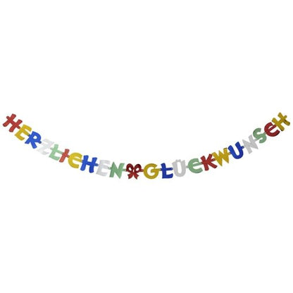 The PAPSTAR 2.5 m "Congratulations" Bunting by PAPSTAR "GmbH" is a festive, colorful party decoration—each letter comes in a vibrant color, making it perfect for any celebration. Comes in a bag of 1.