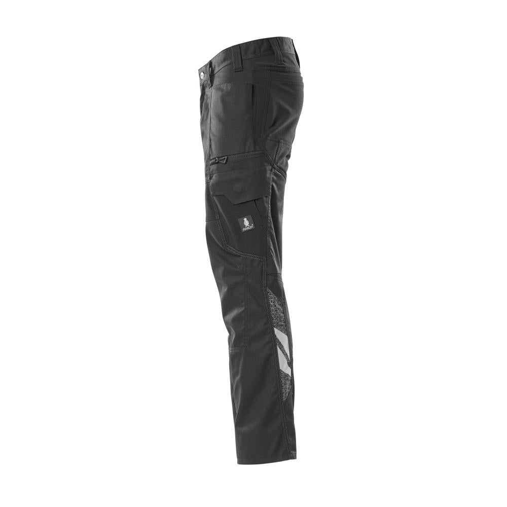 Trousers, thigh pockets, stretch inserts trousers, black