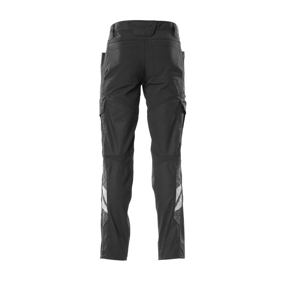 Trousers, thigh pockets, stretch inserts trousers, black