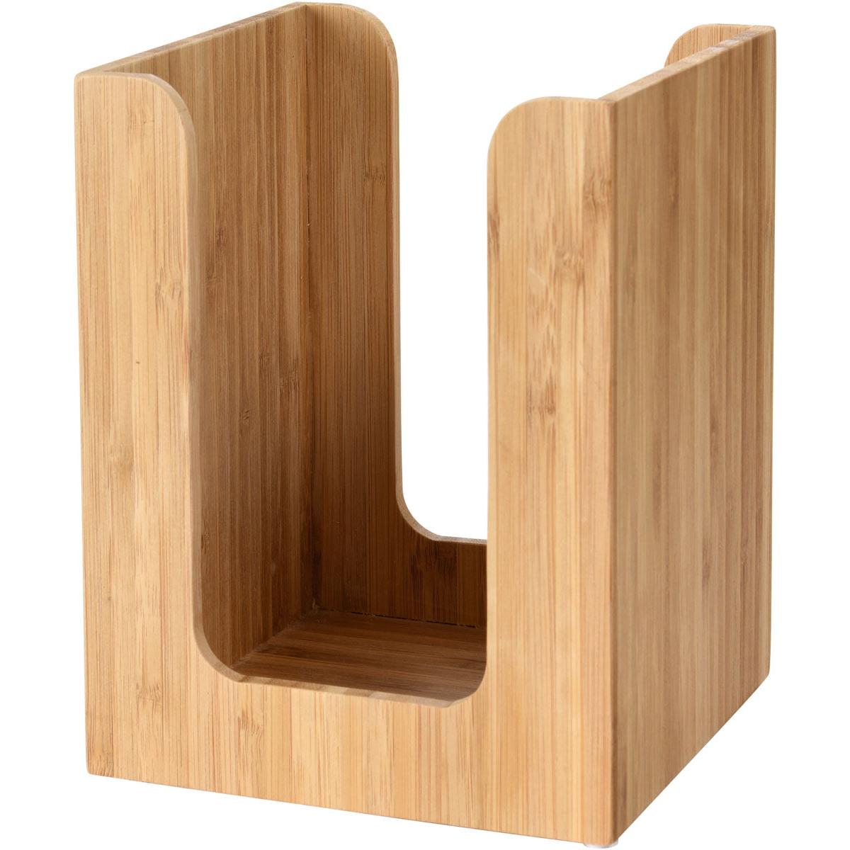The bamboo napkin holder 13x13 cm from Duni GmbH is a stylish, open wooden napkin holder with smooth edges and a natural wood grain - perfect as a table organizer and chic table decoration.