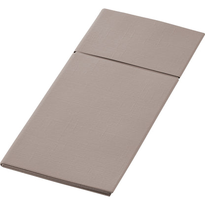 The Duniletto 480 x 400 mm from Duni GmbH is a beige, triple-folded, rectangular mat with a subtle texture, which is easy to store when folded - perfect as a versatile table accessory for comfortable seating on the go.