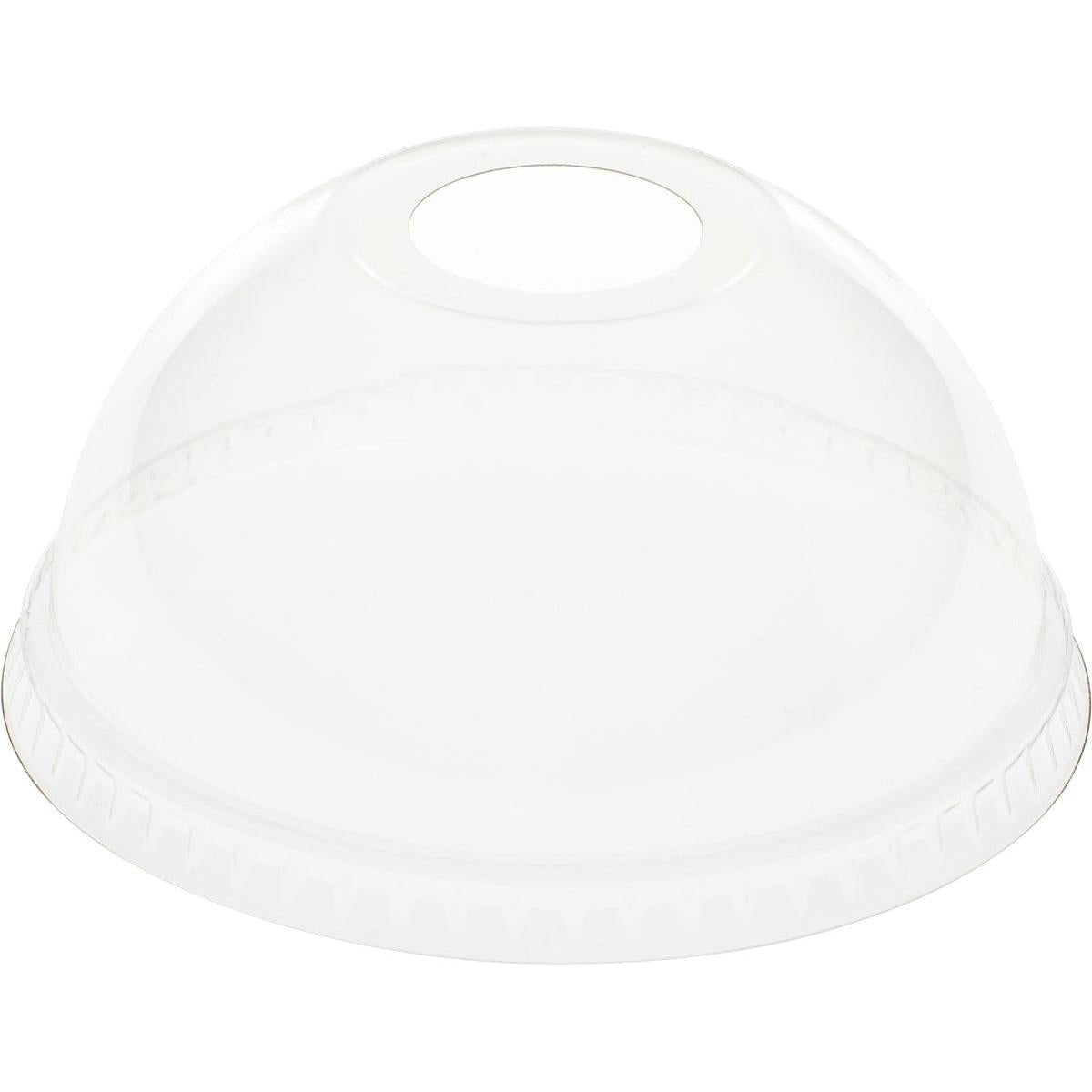 The Duni GmbH dome lid with opening for 188001-2 is a transparent rPET dome lid with an opening, ideal for cups for serving smoothies or ice drinks. Available in packs of 60 pieces.