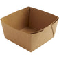 A simple Viking Block Box in brown cardboard/PE (140x140x75) from Duni GmbH, with folded corners, shown empty against a white background. Pack of 300.