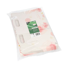 Eine transparente Packung enthält 20 PAPSTAR Gebäck-Kartons, eckig rosé mit Tragegriff. Die weißen Kartons sind mit rosa und pfirsichfarbenen Blumenmotiven bedruckt und sorgen so für eine elegante Präsentation. Auf der Vorderseite befindet sich ein grünes Etikett der PAPSTAR GmbH.