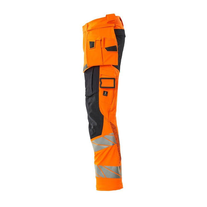 Hose mit Hängetaschen, ULTIMATE STRETCH Hose, hi-vis orange/schwarzblau
