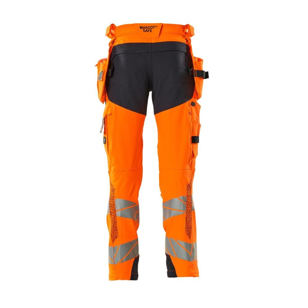 Hose mit Hängetaschen, ULTIMATE STRETCH Hose, hi-vis orange/schwarzblau