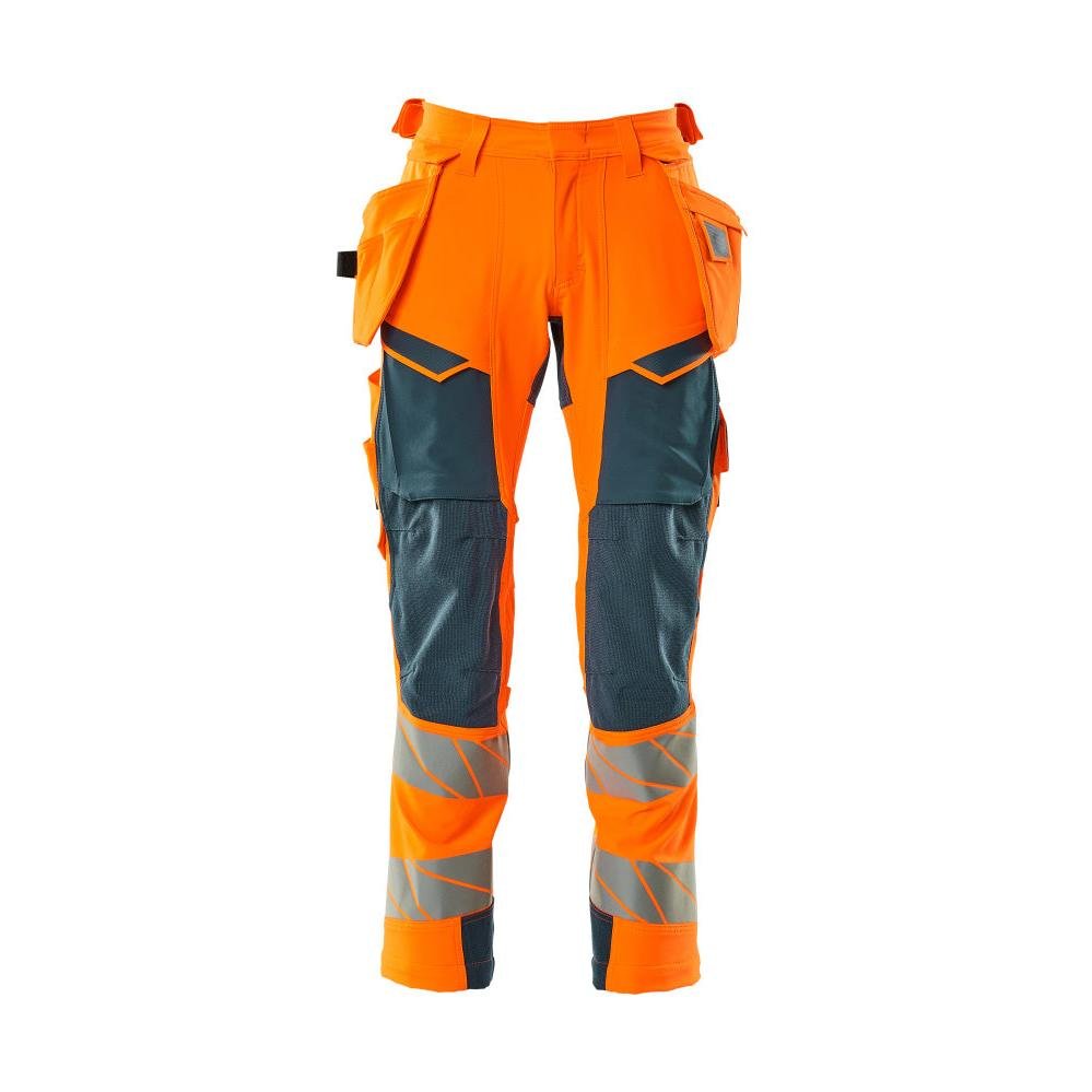 Hose mit Hängetaschen, ULTIMATE STRETCH Hose, hi-vis orange/dunkelpetroleum