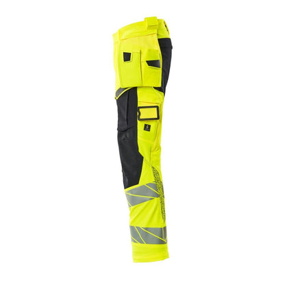 Hose mit Hängetaschen, ULTIMATE STRETCH Hose, hi-vis gelb/schwarzblau