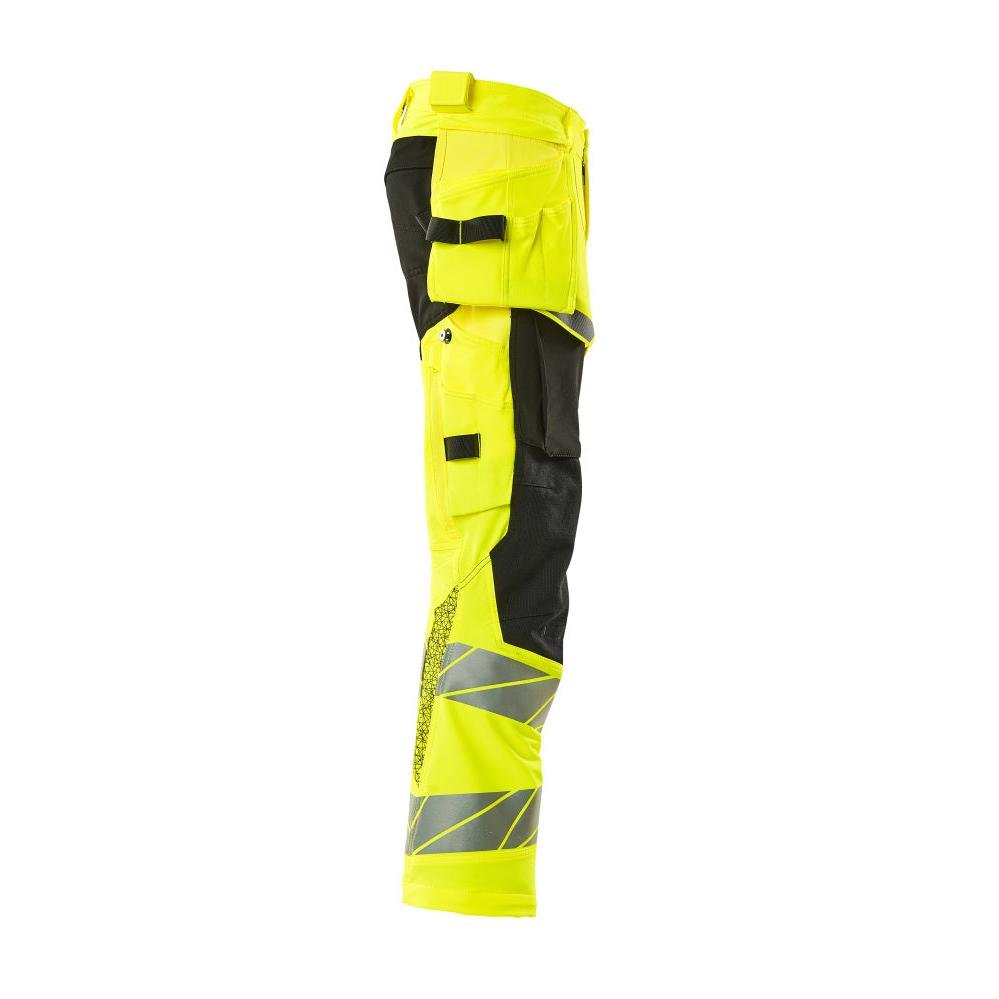 Hose mit Hängetaschen, ULTIMATE STRETCH Hose, hi-vis gelb/schwarz