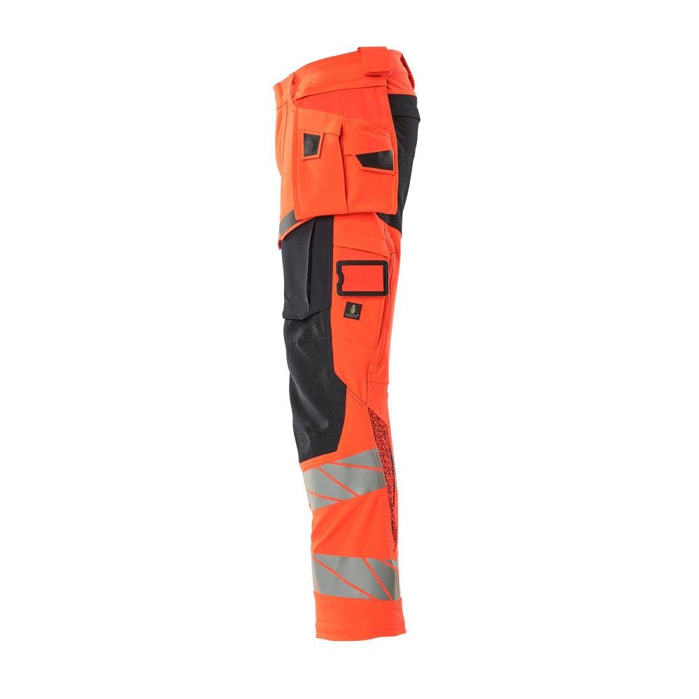 Hose mit Hängetaschen, ULTIMATE STRETCH Hose, Hi-vis rot/schwarzblau