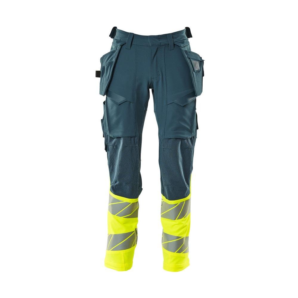 Hose mit Hängetaschen, ULTIMATE STRETCH Hose, dunkelpetroleum/hi-vis gelb