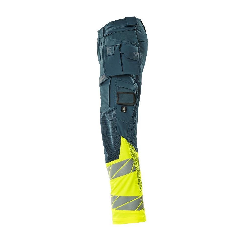 Hose mit Hängetaschen, ULTIMATE STRETCH Hose, dunkelpetroleum/hi-vis gelb