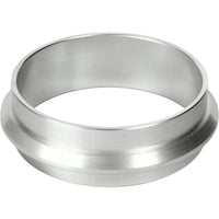 A silver metal ring, slightly tapered with a smooth, polished surface, similar to the Duni GmbH DF5 Cassette, 90 mm diameter, silver (1 piece).
