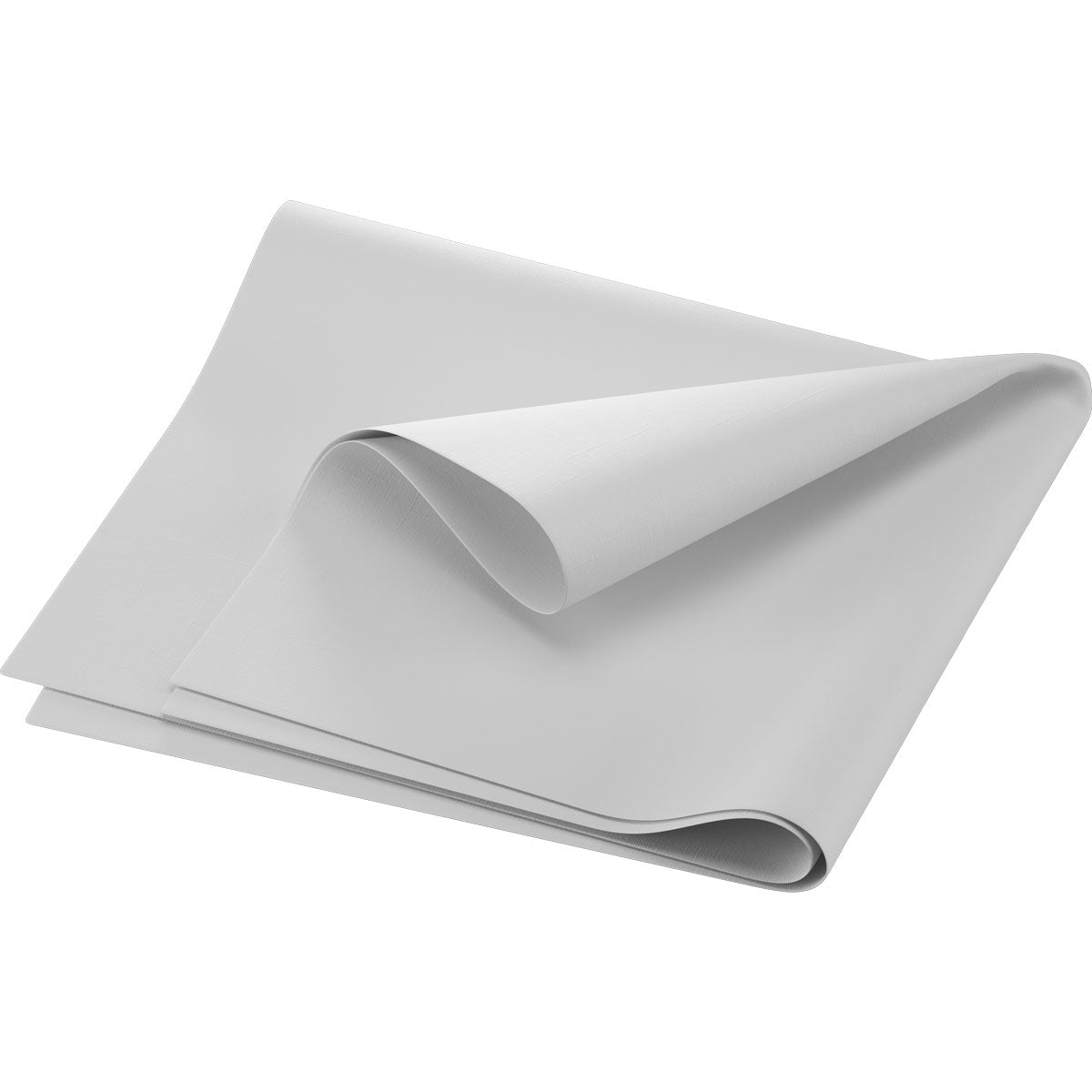 A neatly folded Dunilin napkin 40 x 60 cm 1/4 fold by Duni GmbH in light grey with a smooth texture is presented against a plain white background.