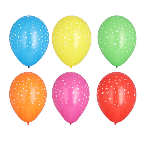 The colored PAPSTAR balloons "Stars" (Ø 29 cm, pack of 15 pieces) from PAPSTAR GmbH are decorated with white stars - the ideal party decoration accessory for any occasion.