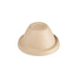 A brown, dome-shaped bagasse dome lid from Duni GmbH for cups 35/47/59 cl, made from sustainable bagasse material with a round edge, presented against a white background. Pack of 500 pieces.