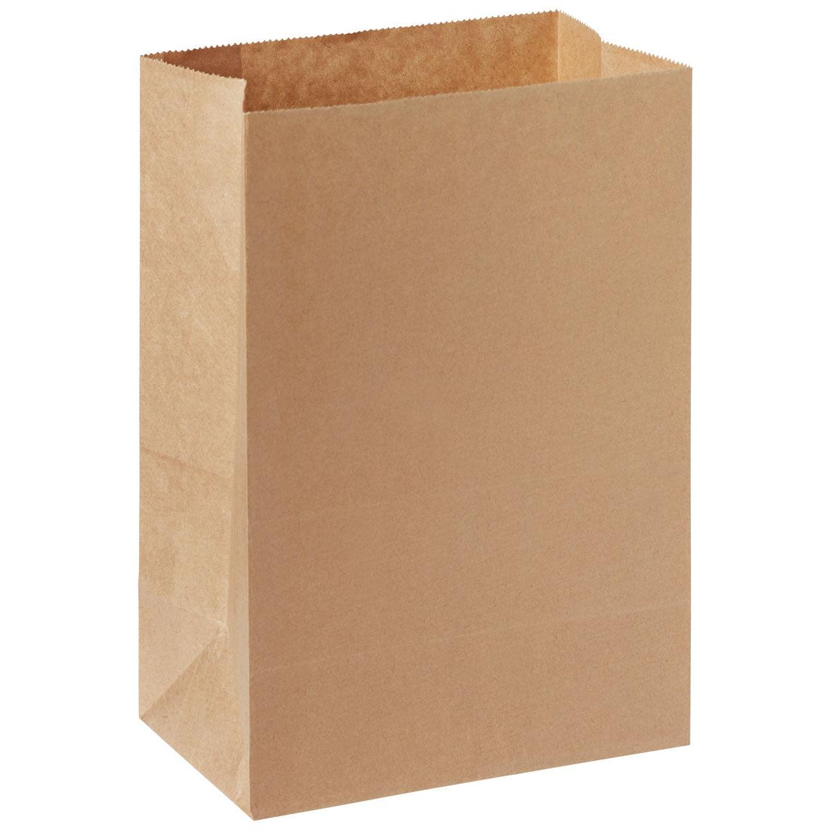 Die Duni GmbH Take-Away Tasche ohne Henkel aus FSC braunem Papier (180x110x265 mm) steht leer mit offenem Top auf weißem Hintergrund. Die umweltfreundliche Verpackung zeigt scharfe Kanten und glatte Seiten. Packung: 500 Stück.
