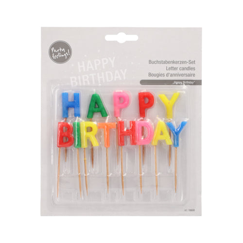 Die PAPSTAR Buchstabenkerzen "Happy Birthday", 8 cm, von PAPSTAR GmbH, kommen als Einzelblisterpackung - festliche Buchstabenkerzen am Stiel, ideale Geburtstagskerzen zum Dekorieren jeder Feier.