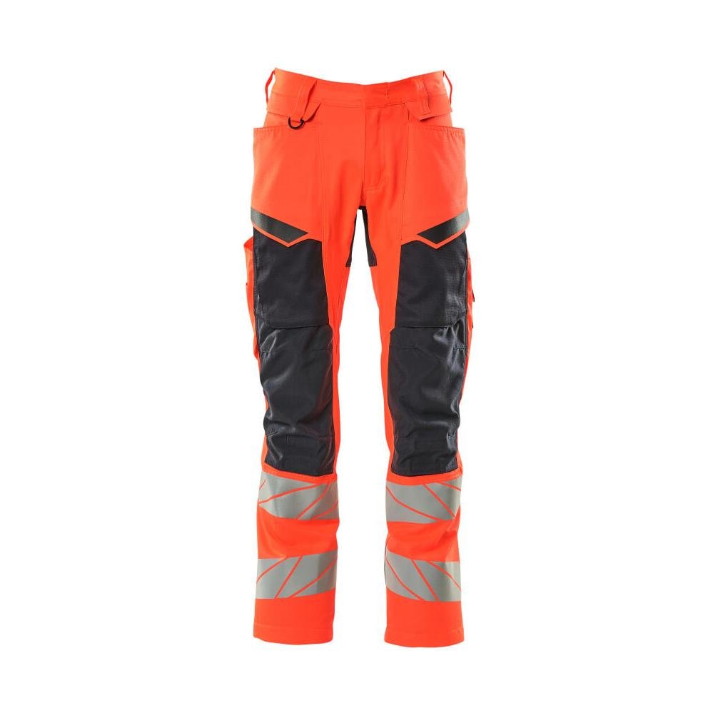 Hose mit Knietaschen, Stretch-Einsätze Hose, Hi-vis rot/schwarzblau