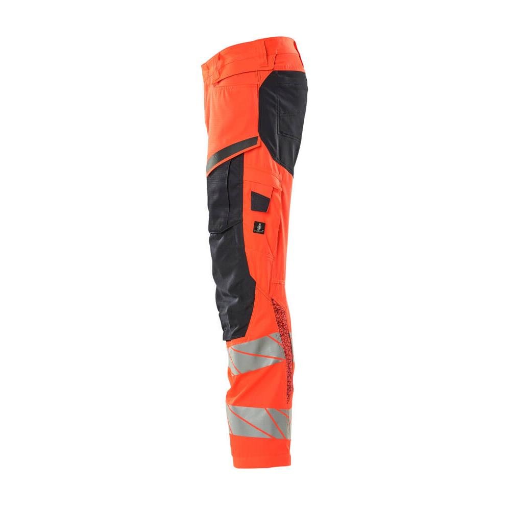 Hose mit Knietaschen, Stretch-Einsätze Hose, Hi-vis rot/schwarzblau