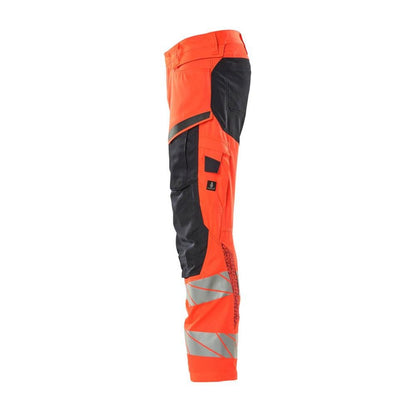 Hose mit Knietaschen, Stretch-Einsätze Hose, Hi-vis rot/schwarzblau