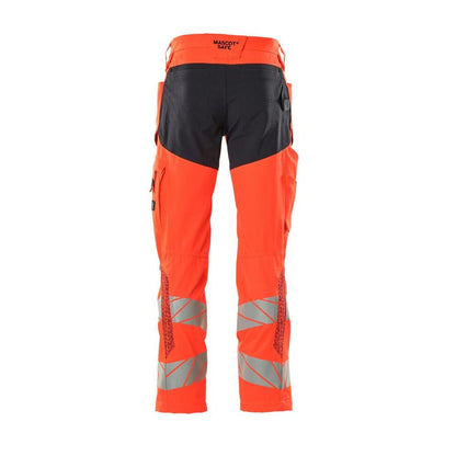 Hose mit Knietaschen, Stretch-Einsätze Hose, Hi-vis rot/schwarzblau