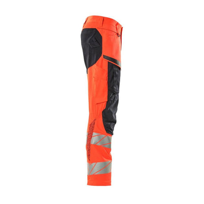 Hose mit Knietaschen, Stretch-Einsätze Hose, Hi-vis rot/schwarzblau