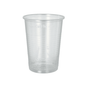 A transparent Starpak plastic cup (PP) with vertical grooves is shown against a plain white background. The 0.4-liter cup, which is 9.5 cm in diameter and 12.2 cm tall, appears to be empty and has embossed text at the top.