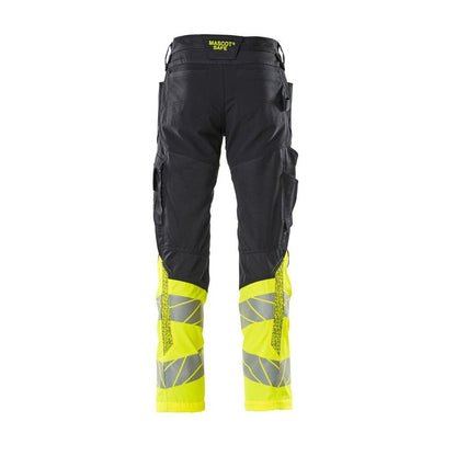 Pants with knee pockets, stretch inserts pants