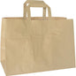 The Duni GmbH take-out bag, alternative item 194784, made of brown FSC-certified paper (360x170x270 mm), has two flat handles and rectangular sides. It is packaged in sets of 200 and is shown standing upright against a white background.