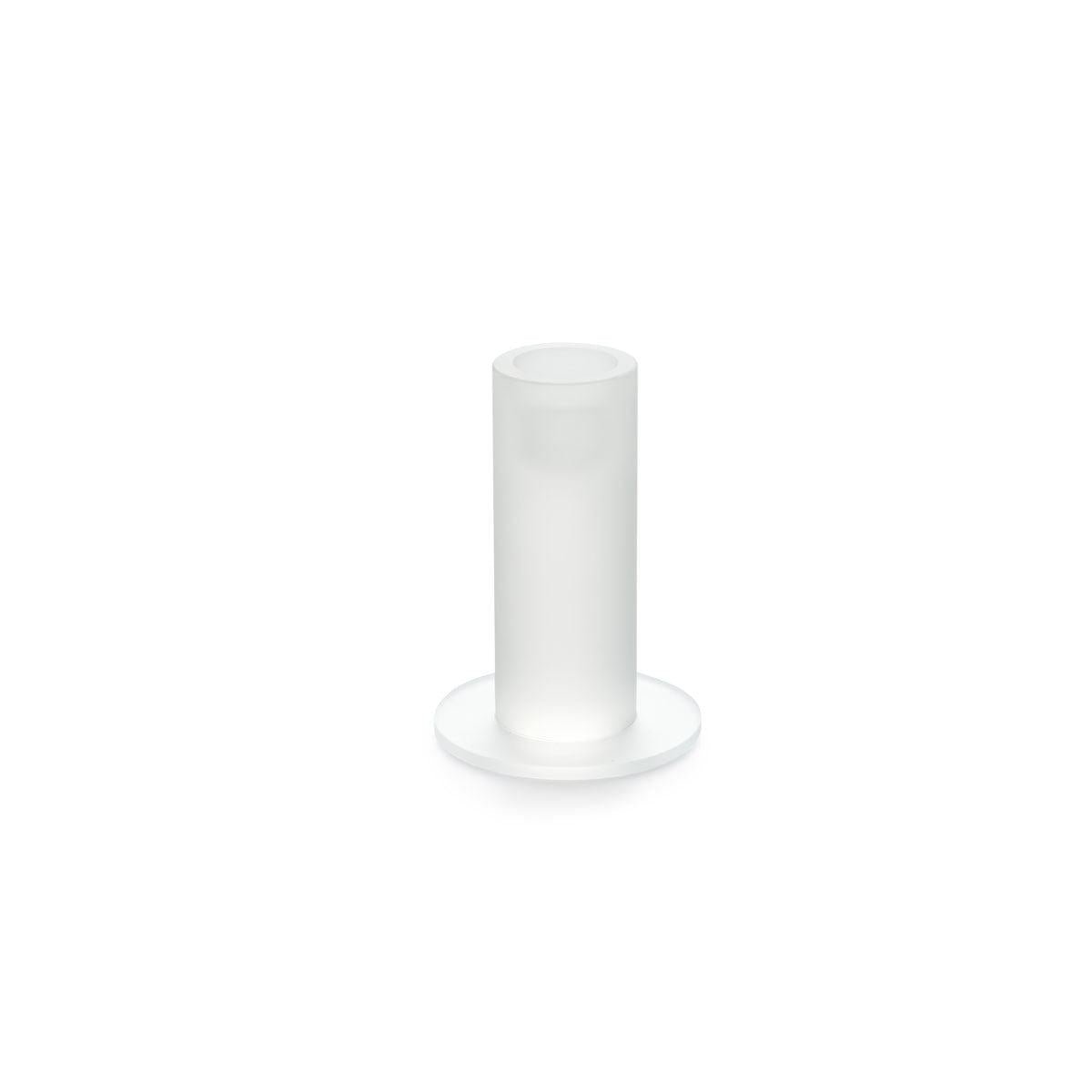 The Duni GmbH glass candle holder, 11 cm, frosted icicle, stands with a flat round base on a white background - an elegant winter decoration (1 piece).