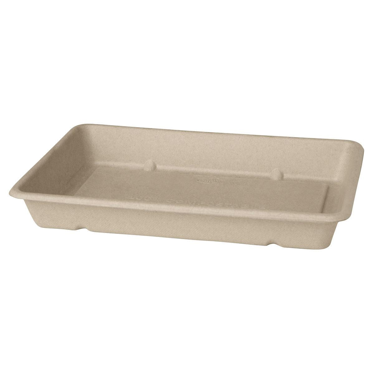 The Classic Box 850 ml from Duni GmbH is a rectangular, uncoated brown bagasse bowl (230x155x36 mm), compostable and environmentally friendly, with a raised rim and flat bottom - ideal for eco-conscious gastronomy. Package: 40 pieces.