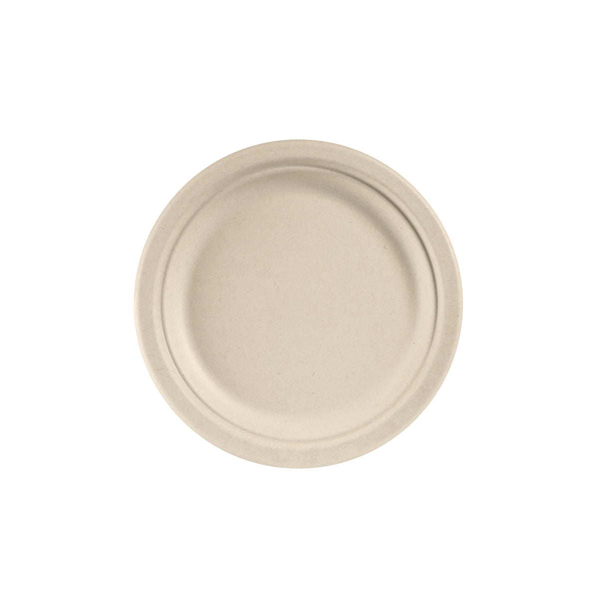 The Duni GmbH plate ø 22 cm Brown Bagasse Ø220 (pack of 50 pieces), uncoated and biodegradable, is shown from above on a white background.