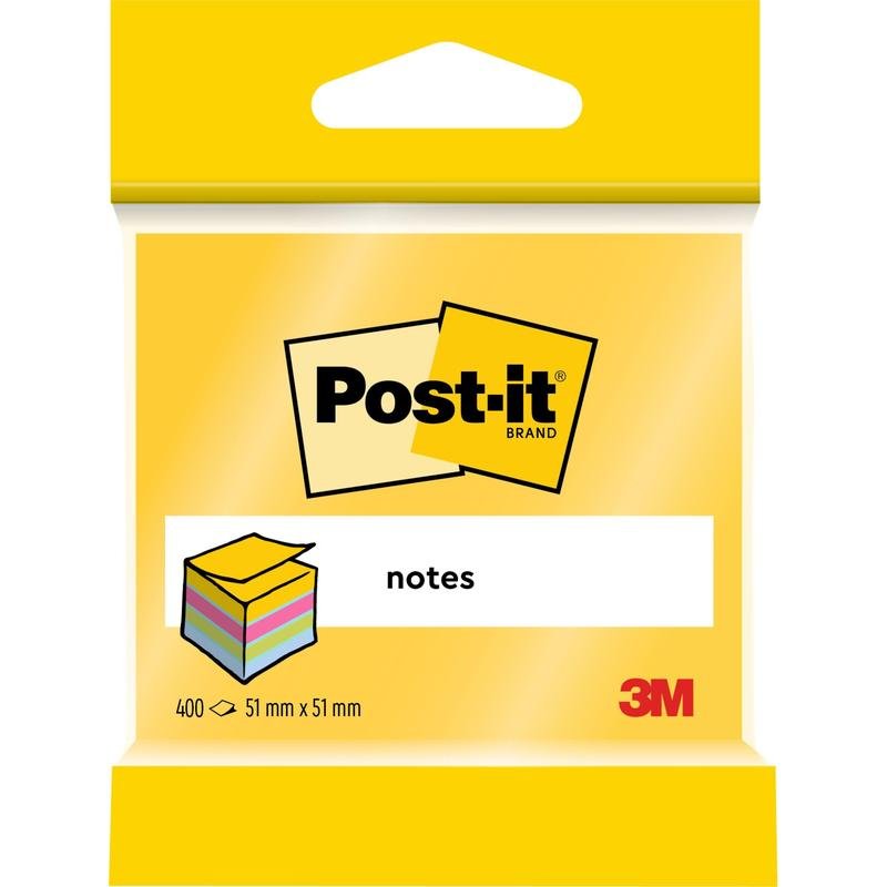 A pack of Post-it® Notes Mini Cubes from 3M Deutschland GmbH, 51 mm x 51 mm, 400 sheets per block, 100% PEFC certified.