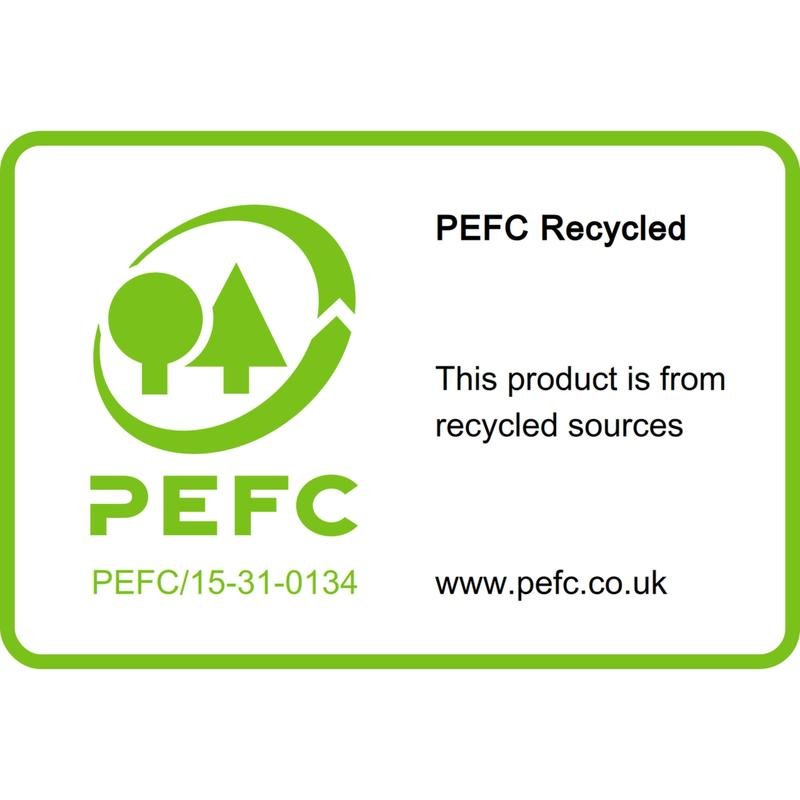 The Post-it® Recycling Notes (76 mm x 76 mm, 100 sheets/block, 100% PEFC) by 3M Deutschland GmbH are labeled with a PEFC Recycled Label: "This product comes from recycled sources", with the certification code PEFC/15-31-0134 (www.pefc.co.uk).